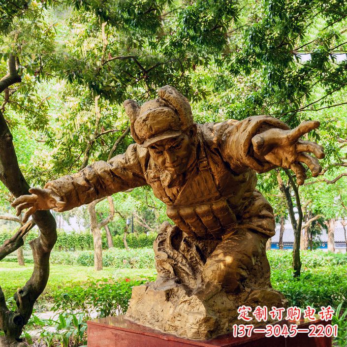 甘肃黄继光铜雕半身像-公园名人著名抗战英雄人物雕像