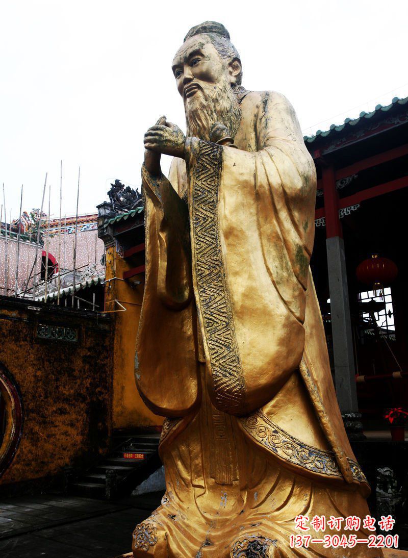 甘肃精致黄铜孔子雕塑,永久流传中华文化