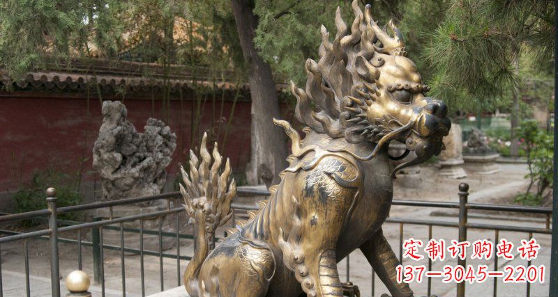 甘肃黄铜铸铜麒麟雕塑