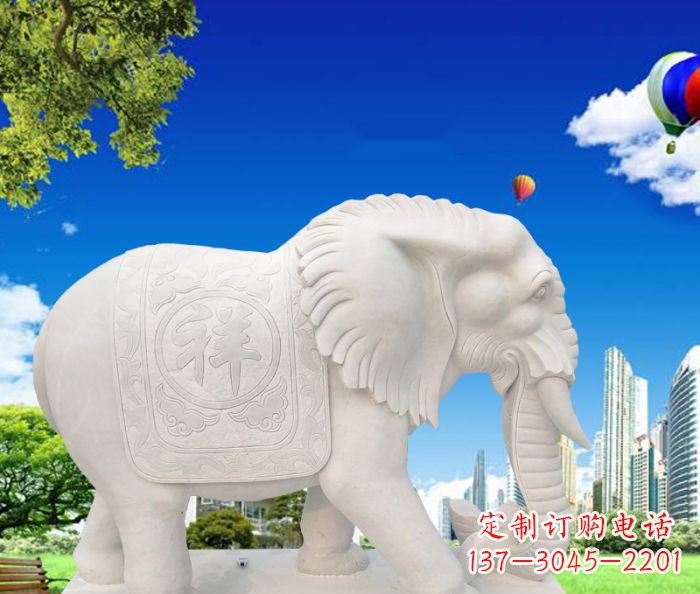 甘肃唯美大象石雕,祥和吉祥如意