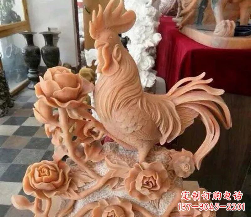 甘肃吉祥如意公鸡景观石雕
