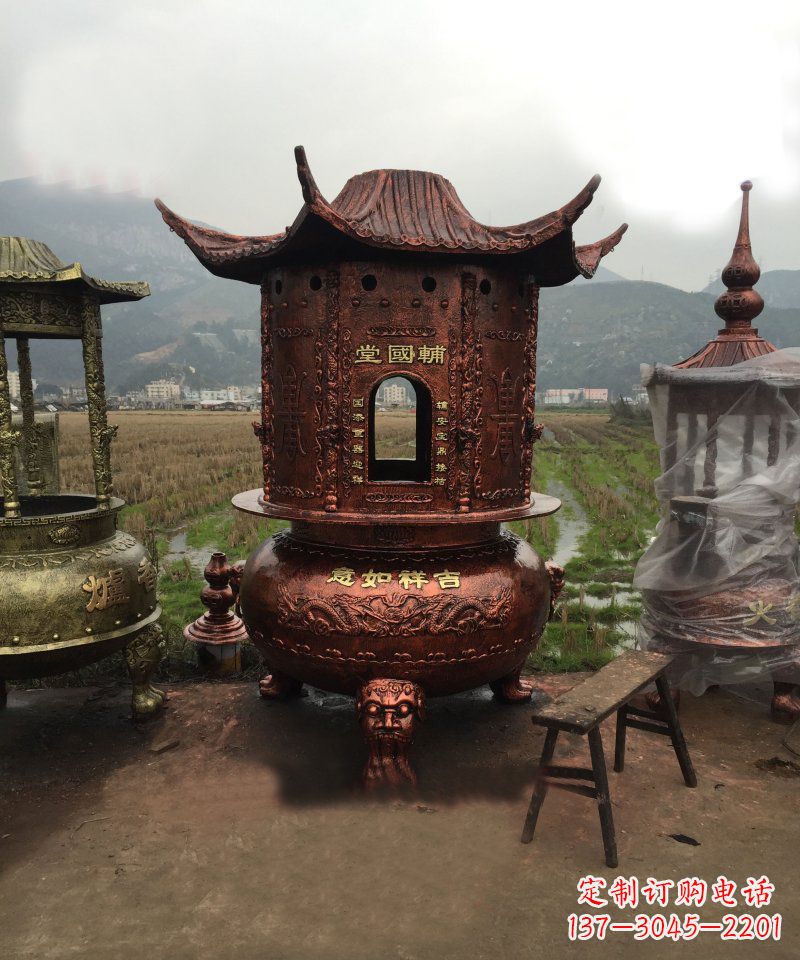 甘肃锻铜吉祥如意香炉雕塑