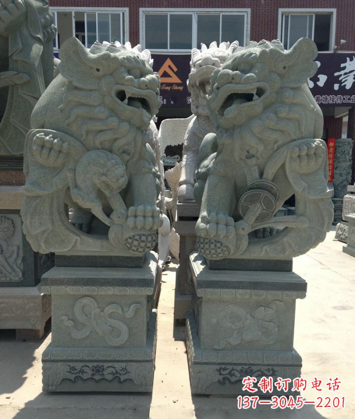 甘肃街边景观南方狮子石雕 (2)