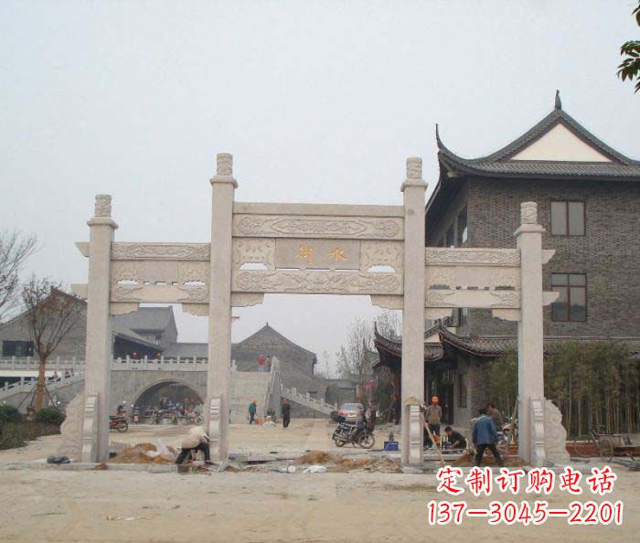 甘肃街道三门牌楼石雕 (2)