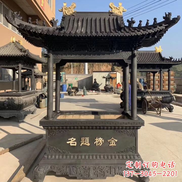 甘肃传承经典,精致细腻的九鼎香炉雕塑