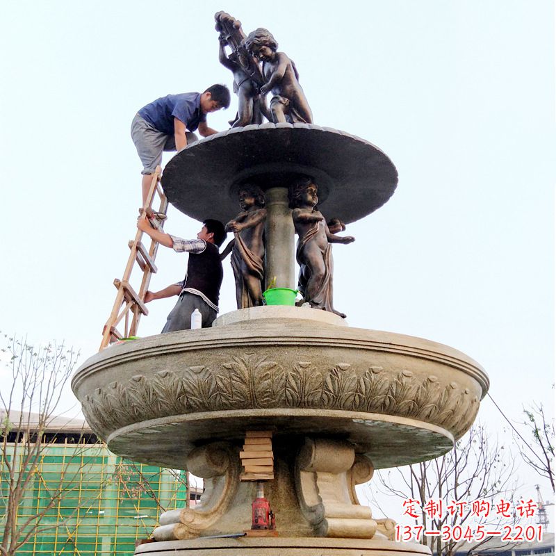 甘肃精美金蝉石喷泉雕塑