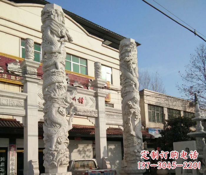 甘肃汇聚古灵神韵的大理石龙柱雕塑