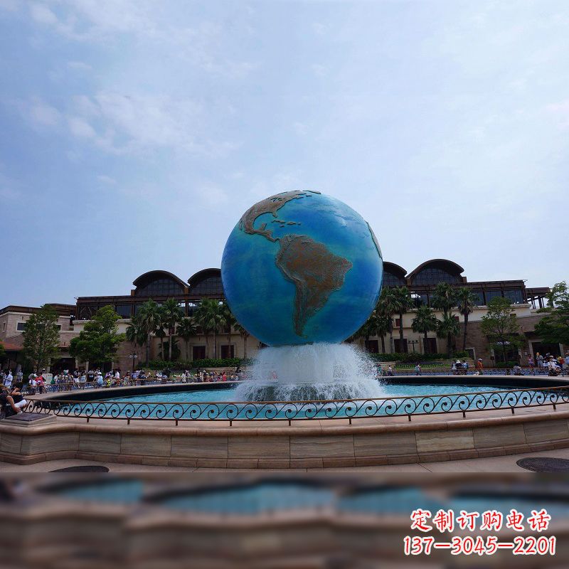 甘肃视觉奇景,不锈钢水景喷泉地球仪雕塑