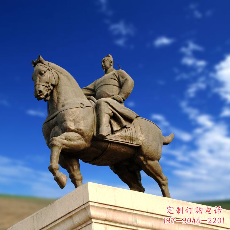 甘肃景区景点古代帝王李世民骑马景观雕塑