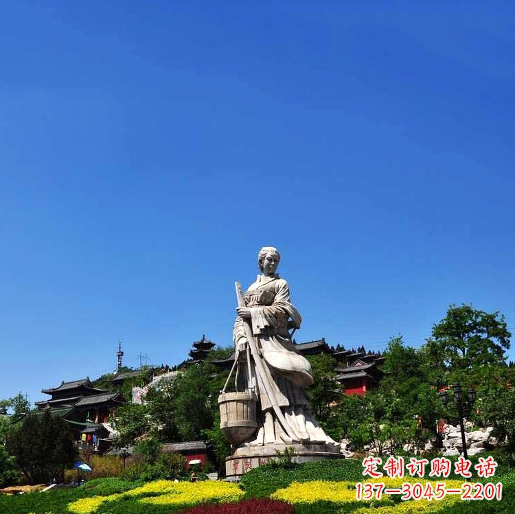甘肃美女雕塑,用精美石料表现传统美