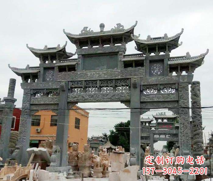 甘肃石雕牌坊,精致雕塑让你完美点缀