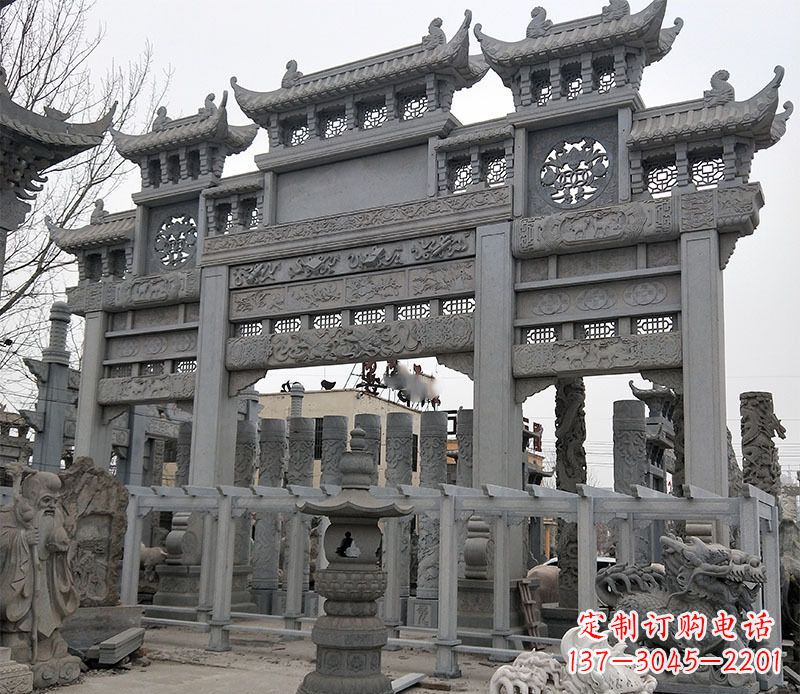 甘肃京中领雕塑:牌坊石雕定制