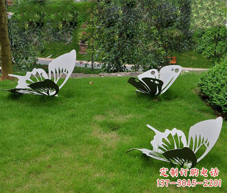 甘肃镜面不锈钢蝴蝶公园草坪动物雕塑摆件