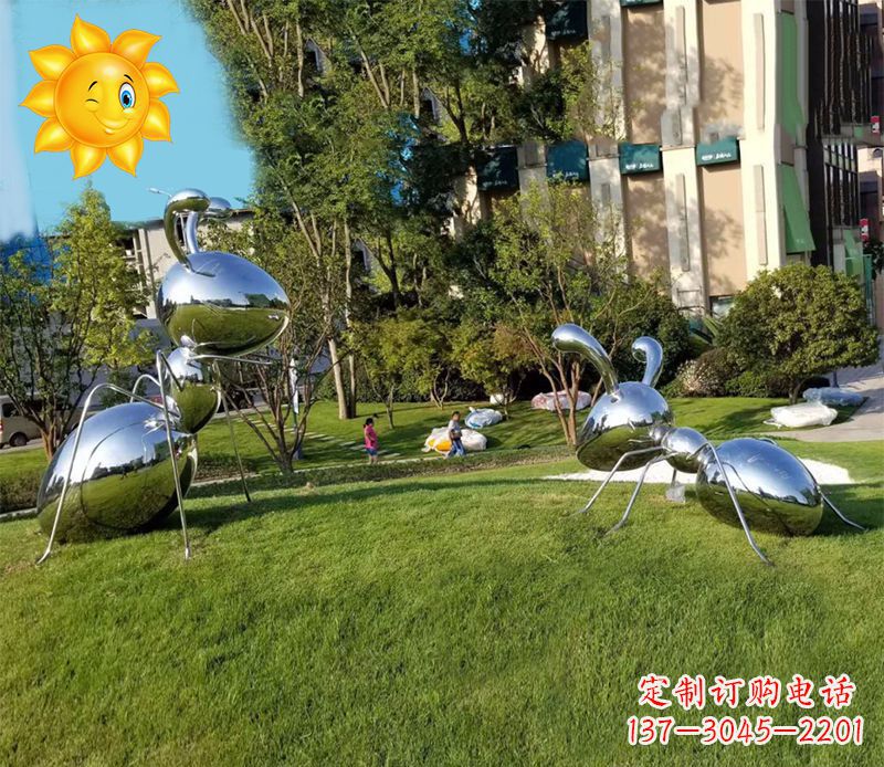 甘肃优质镜面不锈钢蚂蚁雕塑