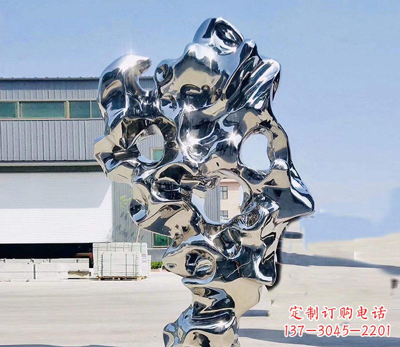 甘肃太湖石雕塑,完美结合不锈钢镜面