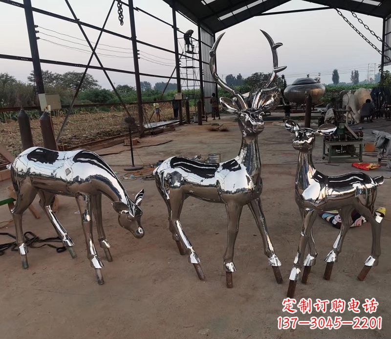 甘肃赏心悦目的不锈钢小鹿雕塑
