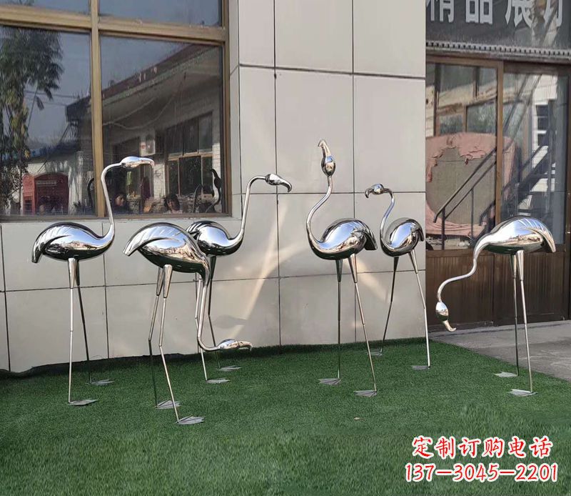 甘肃镜面不锈钢小区仙鹤雕塑