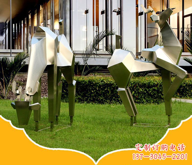甘肃镜面福鹿不锈钢雕塑