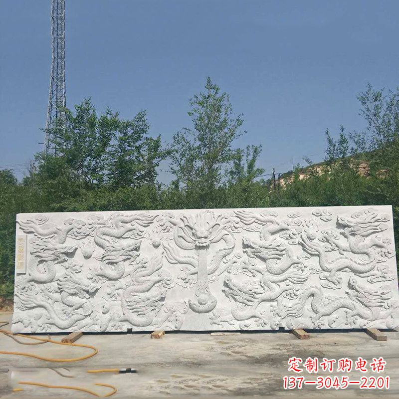 甘肃九龙壁汉白玉浮雕,让艺术墙面独具特色