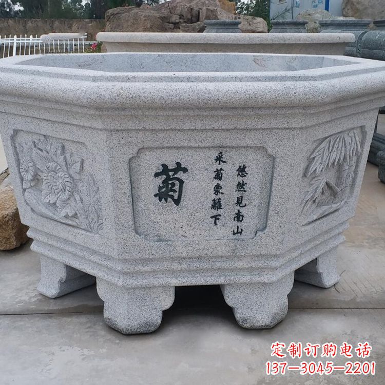 甘肃精美砂岩花盆雕塑,点缀精致家居