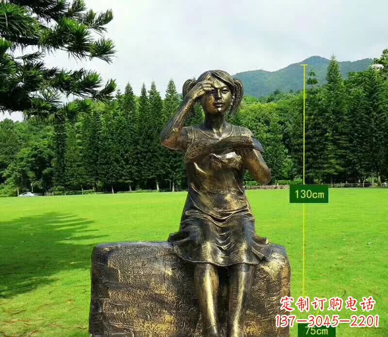 甘肃精美的女孩铜雕塑,展现活力与青春
