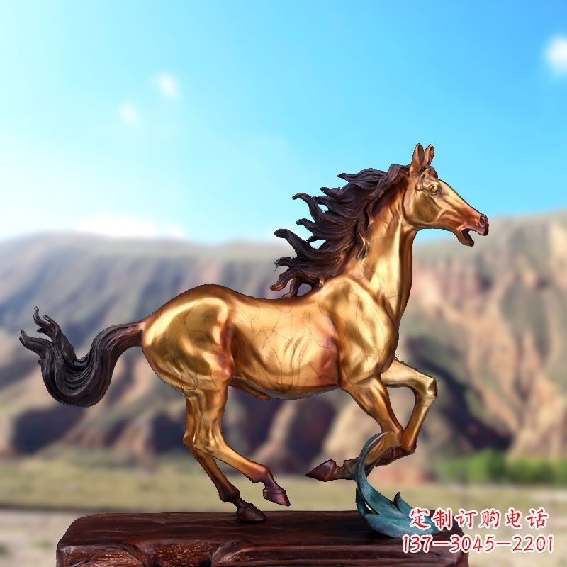 甘肃烤漆铜雕动物马