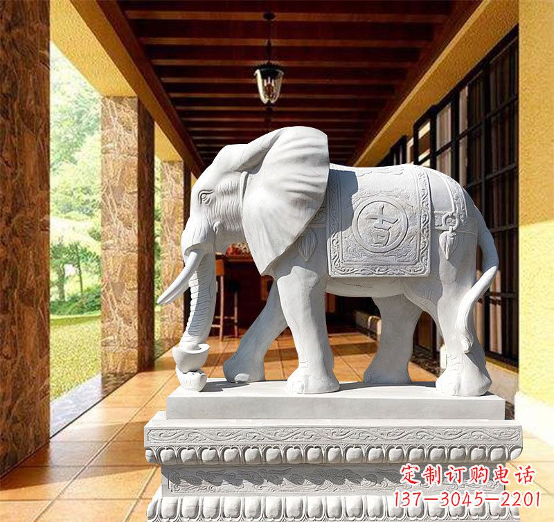 甘肃刻绘大象石雕