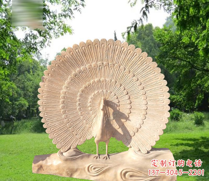 甘肃孔雀开屏石雕公园雕塑