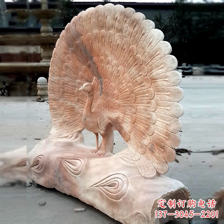 甘肃艺术精美的孔雀石红雕塑