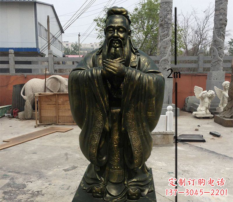 甘肃荣誉传承,孔子铜雕精美艺术品