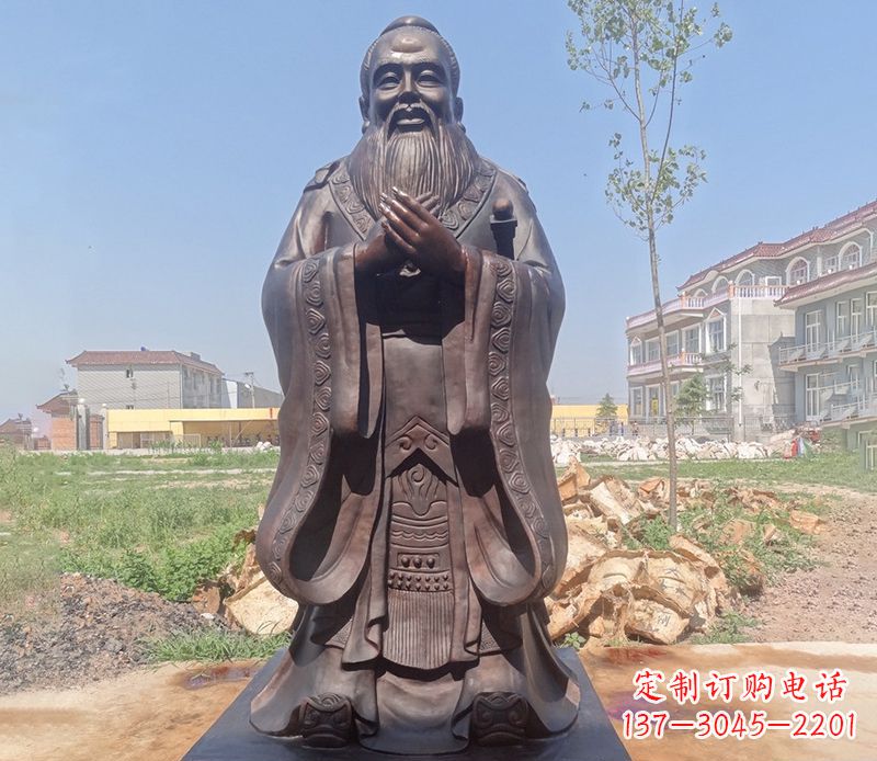甘肃孔子铜雕 (2)