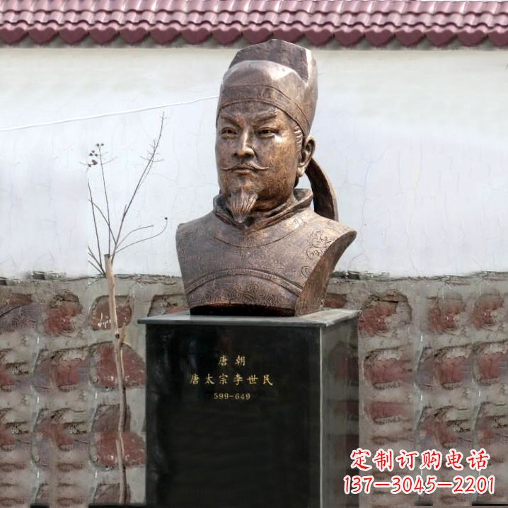 甘肃李世民铸铜头像雕塑