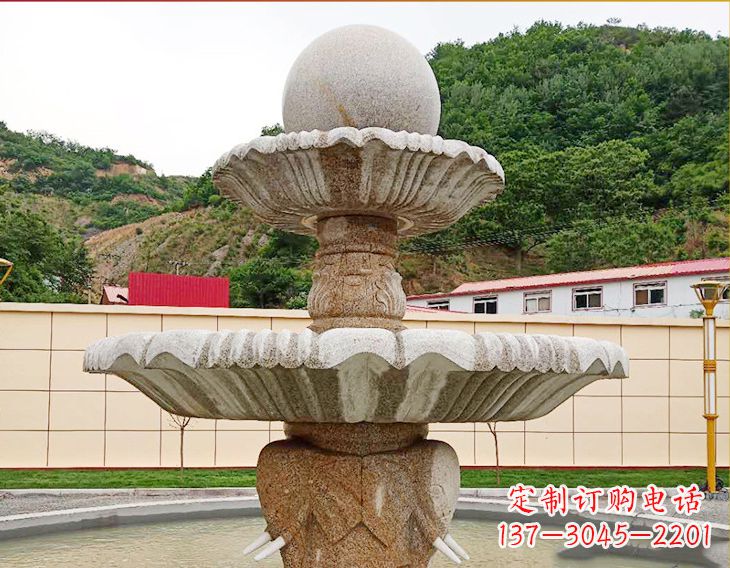 甘肃精致莲花石雕喷泉,添点艺术气息