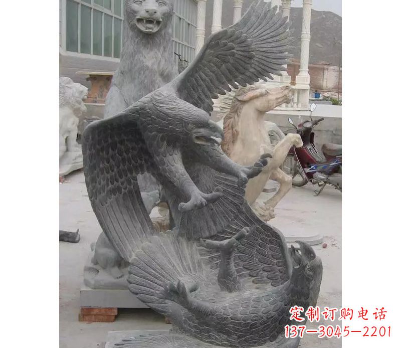 甘肃中领雕塑推出的石雕老鹰是一款充满生机与力…