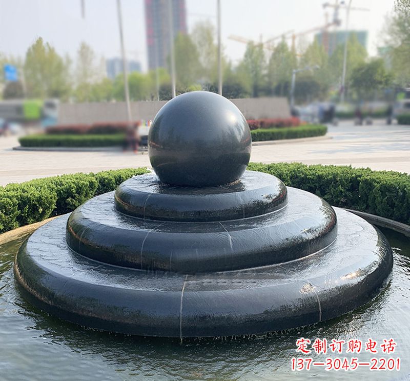 甘肃临沂石雕风水球喷泉,雕塑定制专属于您
