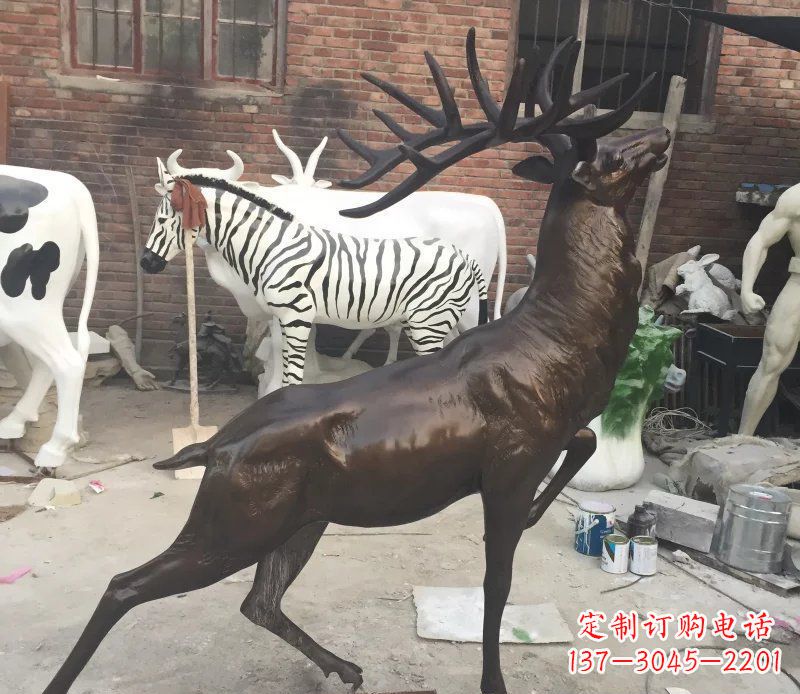 甘肃羚羊公园动物铜雕,欣赏自然之美