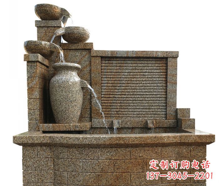 甘肃流水罐子水槽庭院流水摆件石雕 (2)
