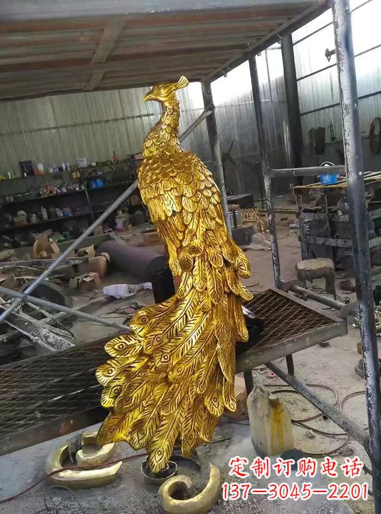 甘肃鎏金凤凰,城市园林铸铜景观动物雕塑