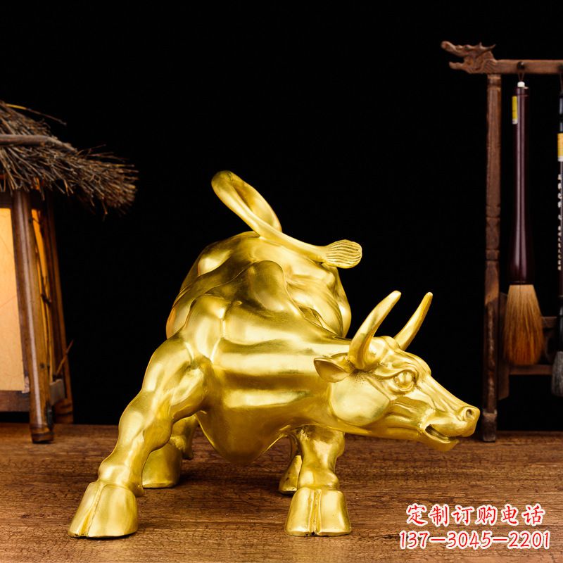 甘肃鎏金华尔街铜牛生肖动物雕塑