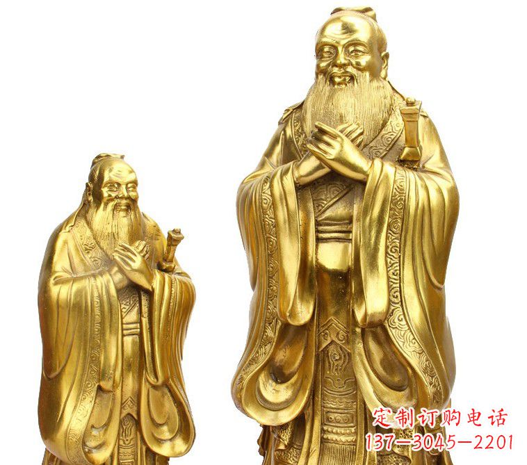 甘肃鎏金质感精美孔子铜雕像