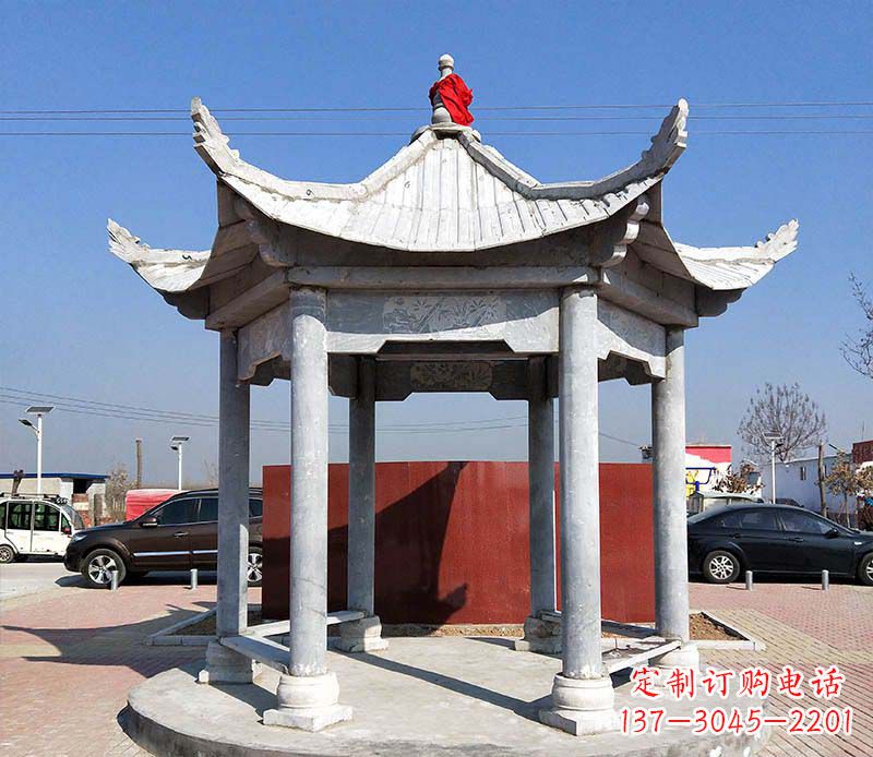 甘肃六角仿古凉亭雕塑,古朴迷人