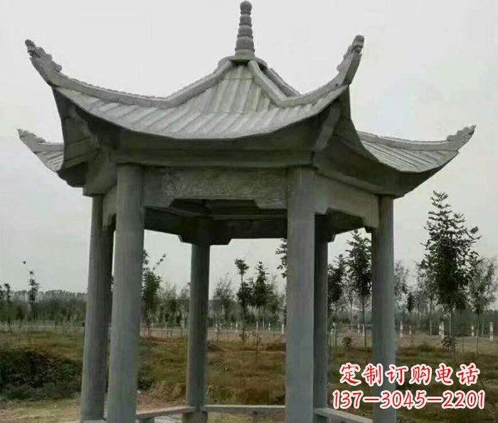 甘肃精美六角石凉亭雕塑