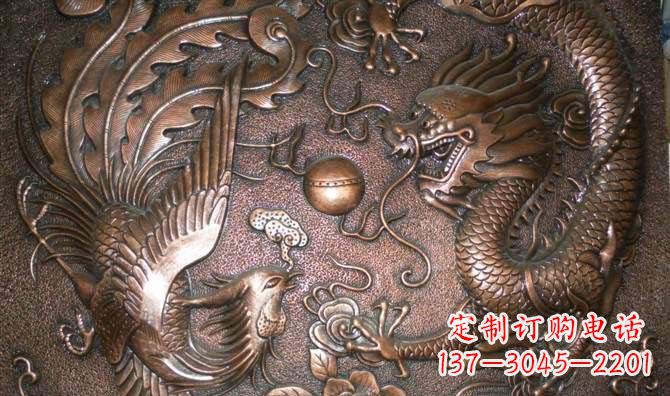 甘肃龙飞凤舞红铜壁画铜浮雕 (2)