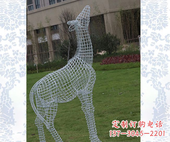 甘肃外观精美的不锈钢长颈鹿雕塑