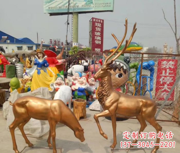 甘肃优雅经典,中领雕塑鹿铜雕塑