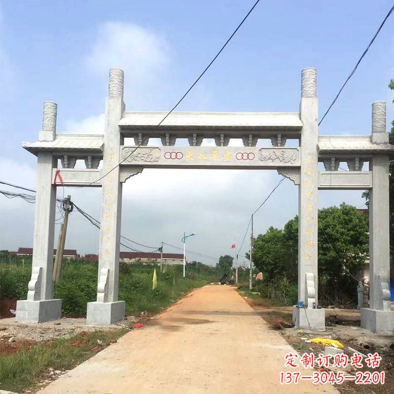 甘肃路口三间四柱无楼石牌坊雕塑制作
