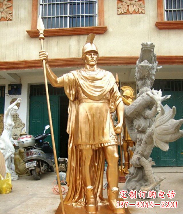 甘肃罗马勇士玻璃钢仿铜马雕塑