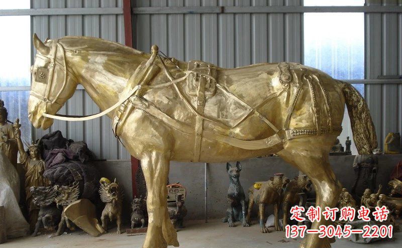 甘肃中领雕塑:马拉车铜雕动物精华雕塑