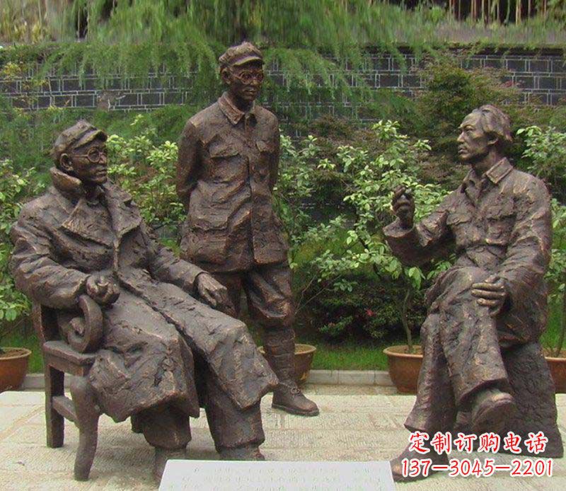 甘肃精美手工雕刻的刘伯承—毛泽东雕像