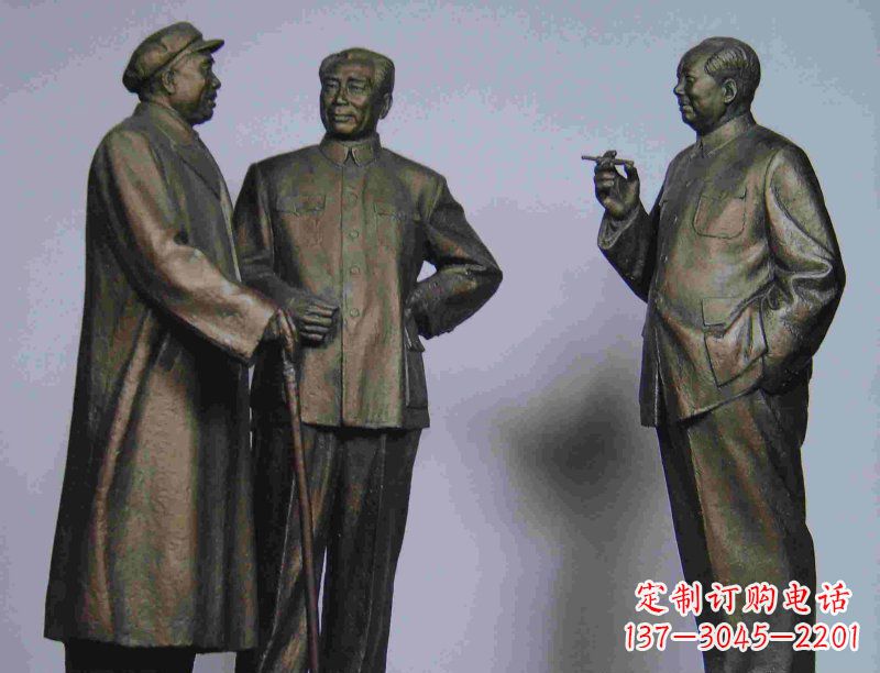 甘肃标题:伟人朱德毛主席铜雕——传承毛主席精神